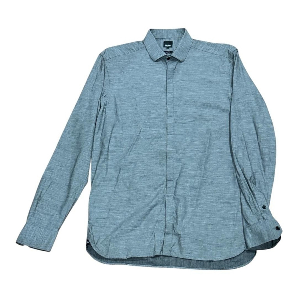 Mossimo Shirt Mens 15.5 Slim Fit Gray Button Down Long Sleeve Dress Cotton